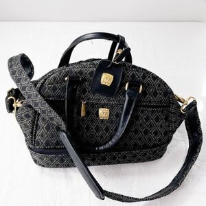 Vintage Pegasus Canvas Dome Top Diamond Pattern Train Case Cabin Bag